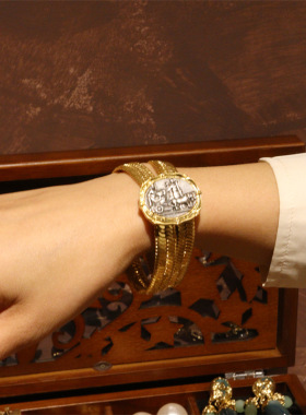 拜雅曼古币链条24K镀金流苏耳环