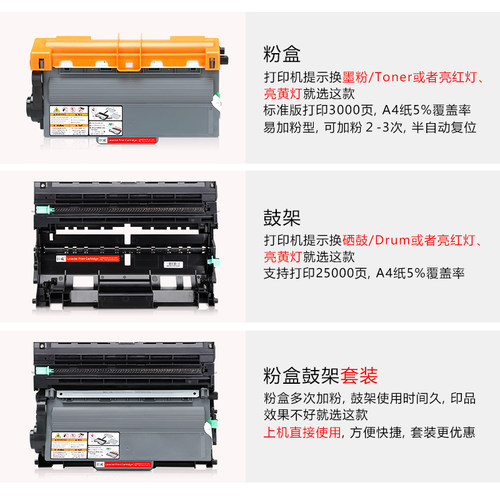 巨威 适用兄弟8510dn粉盒TN3335 MFC8515DN硒鼓HL5440D 5445D 6180dw联想LJ3700D LJ3800 M8900DNF墨盒LT4637 - 图1