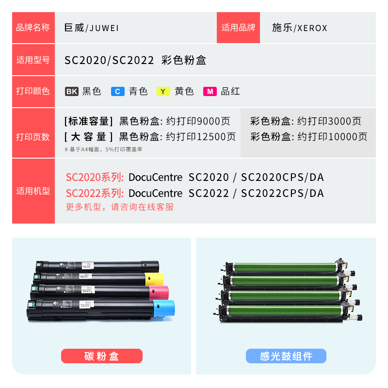 适用富士施乐SC2022粉盒SC2020粉盒DocuCentre SC2022DA/CPS打印机墨粉盒SC2020DA/NW复印机碳粉墨盒硒鼓墨粉 - 图3