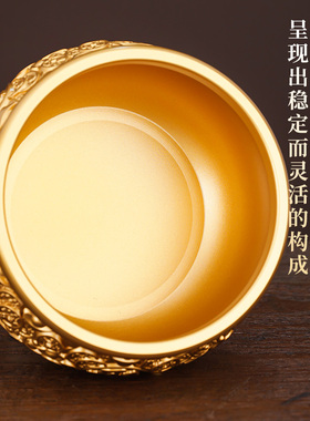 黄铜财富聚宝盆米缸摆件存钱罐