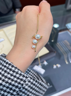 T家同款优美曲线珍珠吊坠款项链