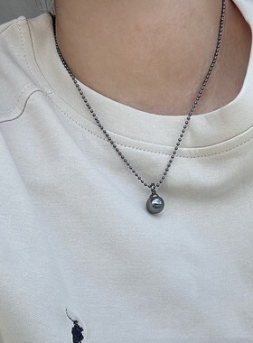 黑色珍珠大溪地猫咪毛衣链