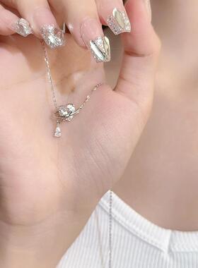 「甜心少女」爱心项链轻奢小众设计项链银女士纯银999情人节礼物