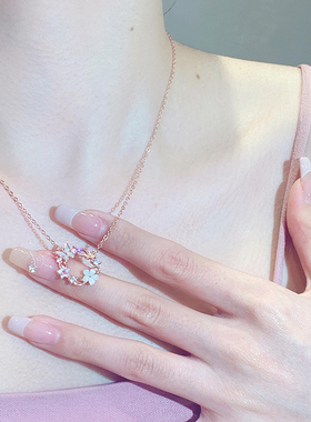 你若盛开；蝴蝶自来幸运花环项链