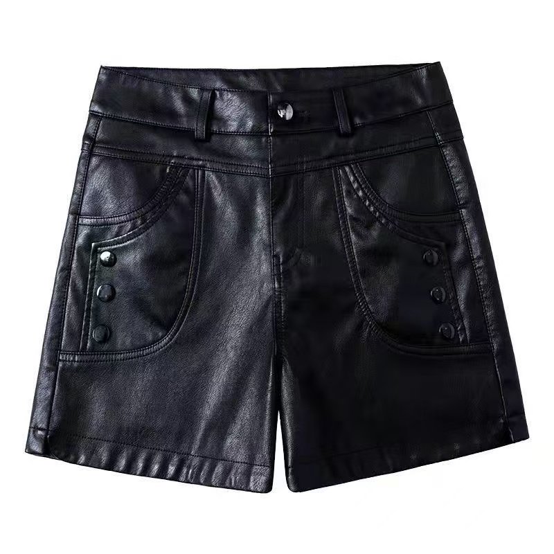 秋冬皮短裤女新款加绒大码百搭显瘦PU皮裤女短裤韩版外穿打底靴裤,淘宝优惠券,粉丝福利购,淘宝优惠卷