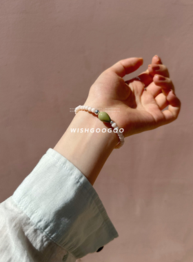 WISHGOOGOO韩国进口串珠手链女ins纯银银珠人造珠手串 只有几条