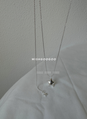 WISHGOOGOO立体星星项链女ins韩国Y字链拉丝哑光吊坠日常毛衣链