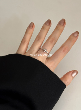 WISHGOOGOO小巧十字架戒指女ins韩国小众设计925纯银简约克罗指环