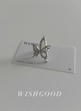 wishgood镀银小众蝴蝶戒指开口
