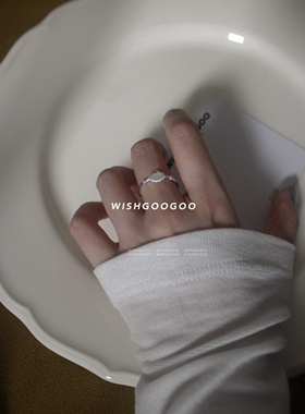 WISHGOOGOO韩国小贝壳戒指女925纯银精致设计质感通勤食指戒