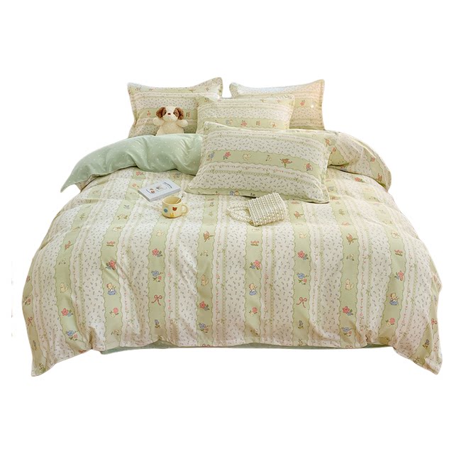 Pure cotton bed four-piece set of fresh cotton bedding