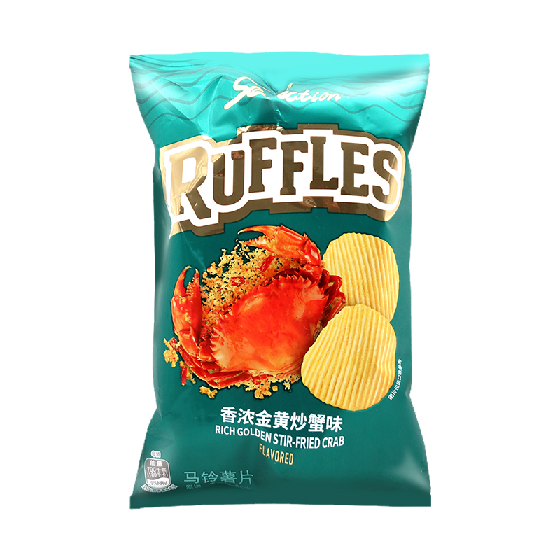 裸价临期 RUFFLES薯片35g香浓金黄炒蟹味炙烤菲力牛排味追剧零食-图1