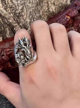 血腥玛丽925银龙神戒指朋克风