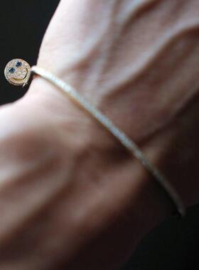 925银镀金可拆卸笑脸手镯设计感