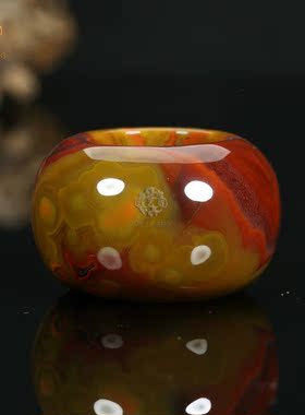 珏艺坊宣化战国红玛瑙朱砂扳指