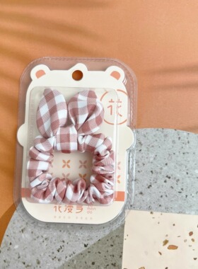 花漫多甜美格子蝴蝶结发绳头饰