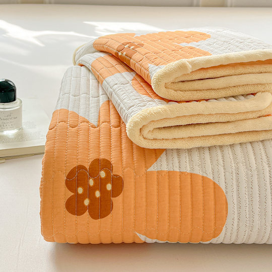 2025新款牛奶绒床盖一面全棉一面绒榻榻米床单三件套纯棉单人学生