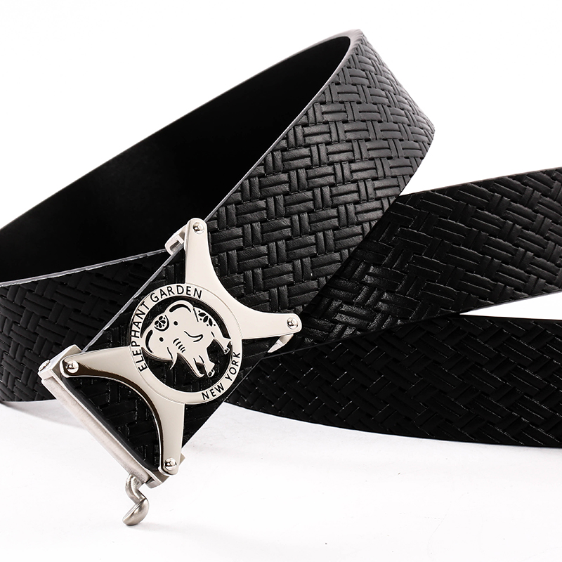 大象花园皮带男牛皮自动扣编织腰带裤带男士真皮奢侈品送男友礼物 - 图2