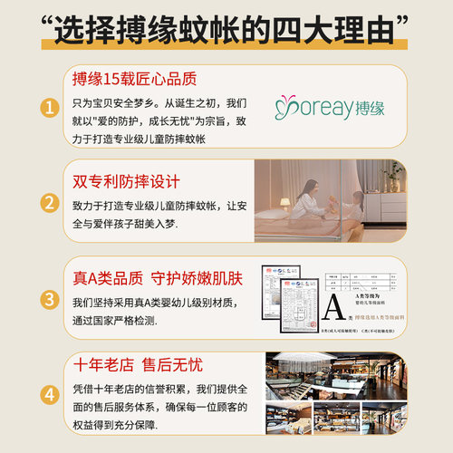 儿童防摔蚊帐家用卧室拉链全底婴儿防止掉床全罩式床笠款2026新款 - 图3