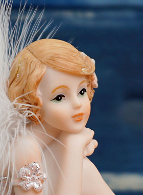 厂家直销白色豆蔻花仙子少女天使树脂摆件创意手工艺家居汽车饰品