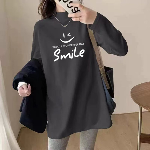 洋气休闲2025秋冬款胖mm大码德绒打底衫宽松长袖ins上衣女t恤显瘦 - 图0