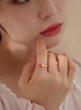 小张的故事文艺S925银锦鲤戒指女