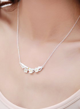 原创设计小清新简约纯银项链樱花