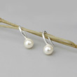Japan and South Korea Simple S925 Silver Earrings Female Ear Hook Suspension Moon Pearl Earrings Accessories Earlier Shells Shell Pearl Earrings
