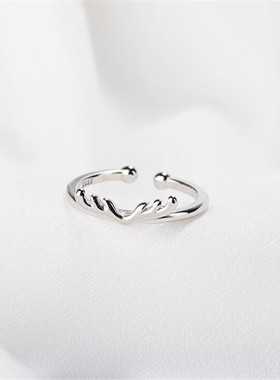 小张的故事S925银驯鹿角开口戒指