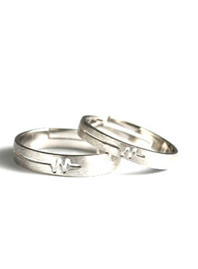 小张的故事S925银心电图情侣戒指