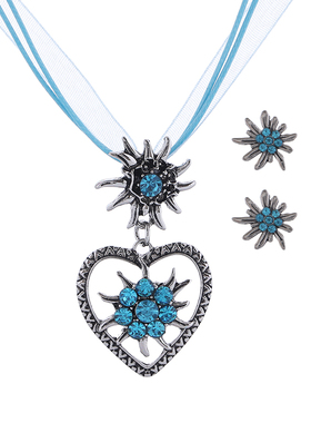 跨境啤酒节雪绒花项链女爱心镶钻