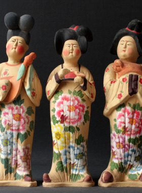 纯手工彩绘摆件艺术品仿古陶器