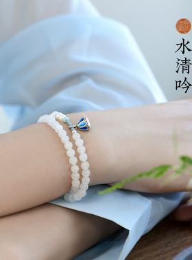 原创新款和田玉圆珠女款简约手链