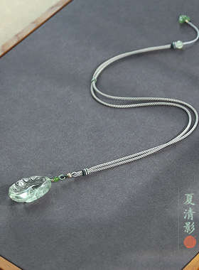 原创天然水晶项链女款毛衣链礼物