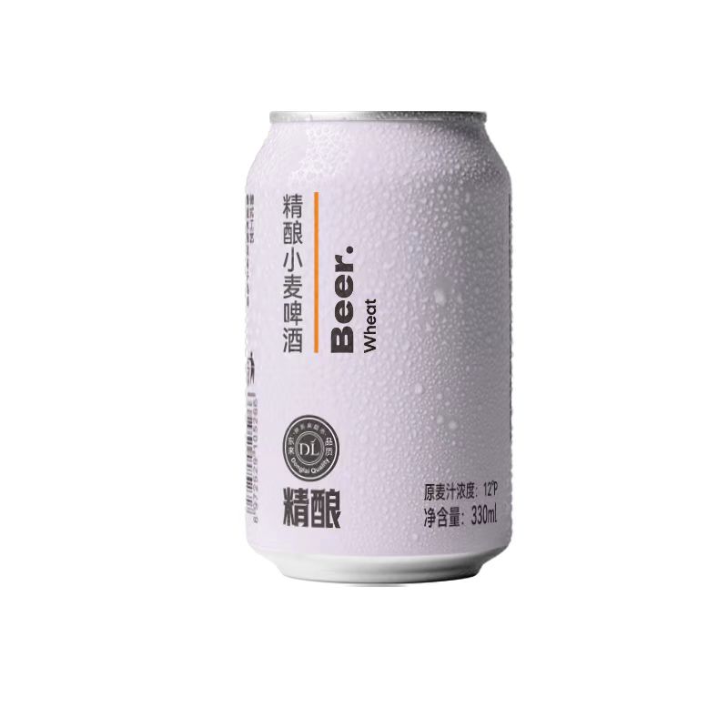 胖东来超市自营白啤DL精酿小麦啤酒500ml*12罐装330ml*24听装代购