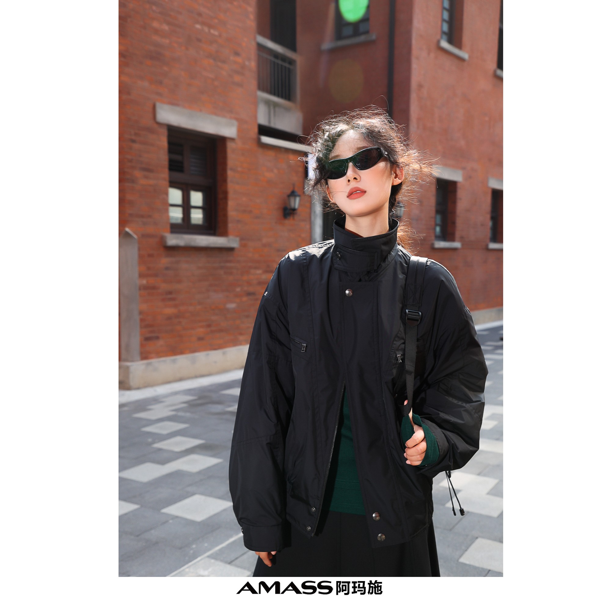 /AMASS女装新款秋冬新雪丽夹克立领短款百搭外套5400911 - 图2