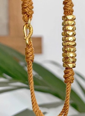 「橘色庄园」瑞丽铜镀沙金盘缠手链新款高级感轻奢时尚纯手工编织