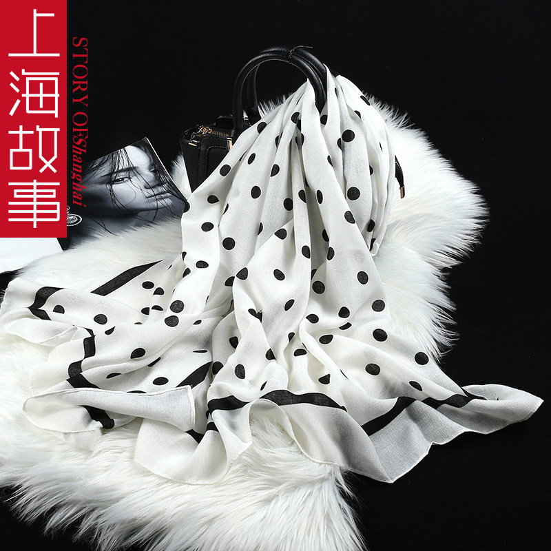 上海故事文艺风仿羊绒百搭棉麻丝巾 桑蝶服饰围巾/丝巾/披肩
