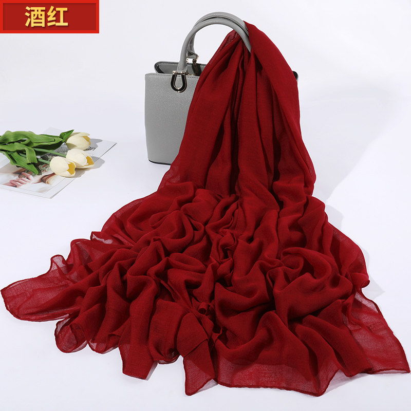 上海故事红色棉麻丝巾超大披肩围脖 桑蝶服饰围巾/丝巾/披肩