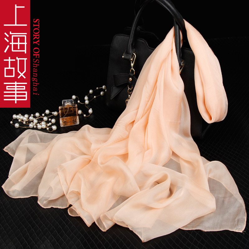 上海故事春秋季纯色百搭桑蚕丝丝巾 桑蝶服饰围巾/丝巾/披肩