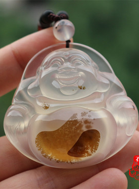 天然冰透佛公保平安毛衣链玉髓