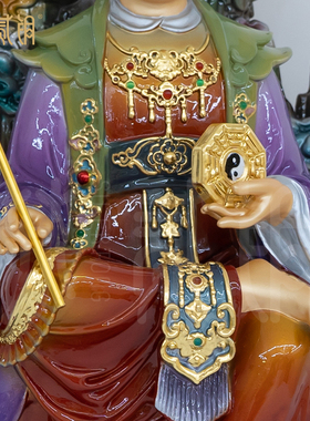 纯铜彩绘后土娘娘神像供奉摆件