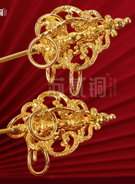 地藏王菩萨四面禅杖合金法器摆件