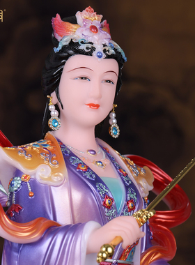 九天玄女娘娘汉白玉佛堂供奉摆件