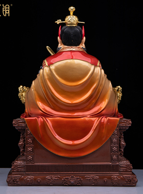 纯铜彩绘龙虎山张天师供奉摆件