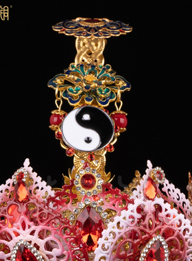 三清道祖帽冠三清道尊手工合金头冠道家神像彩绘帽子家用供奉摆件