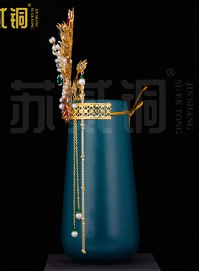 手工金缕瑶光冠观音帽冠摆件
