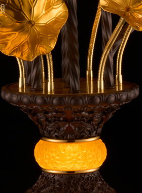 精铸合金E11莲花佛前长明灯摆件