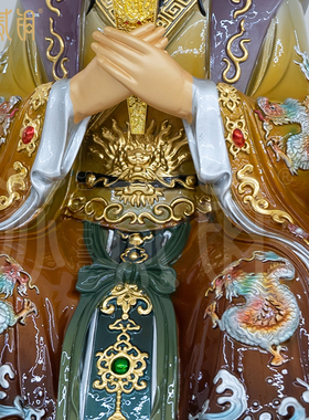 纯铜叠染彩三官大帝家用供奉摆件