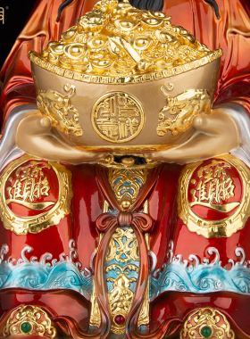 纯铜彩绘文财神爷招财供奉摆件